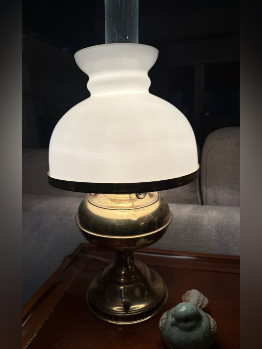 Brass Vintage Electrified Oil Lamp | Bradley & Hubbard B&H Burner | 20” Tall